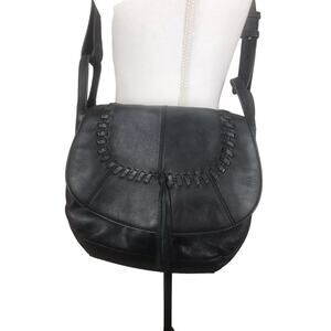 Lucky Brand Saddle Bag black leather New
